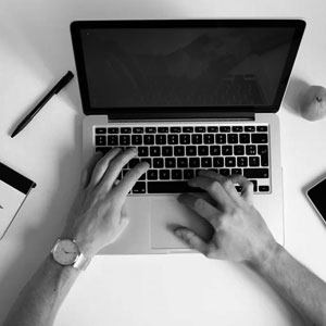 laptop and hands